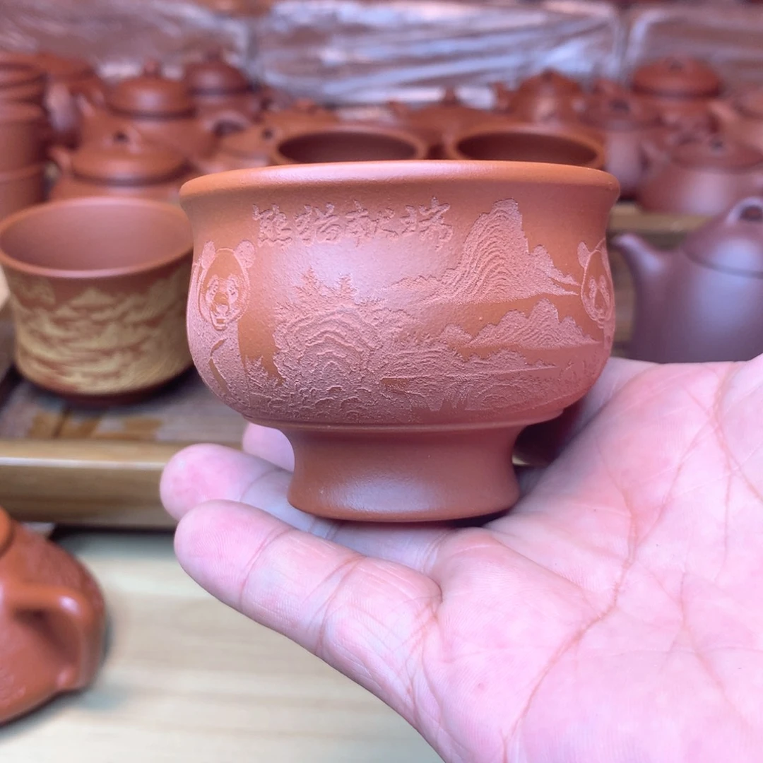茶壶紫砂原矿赵庄朱泥主人杯（瑕疵）