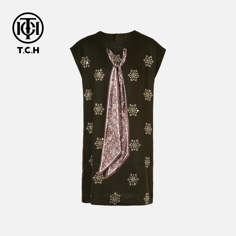 TCH私服烫钻工艺新时尚淑女百搭新潮流连衣裙T75B30E5220轻奢tch