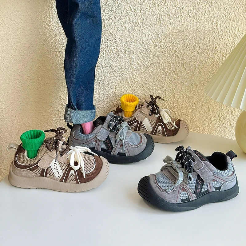 ABC 男童运动鞋2025年春秋韩版儿童防踢登山鞋魔术贴软底休闲鞋子