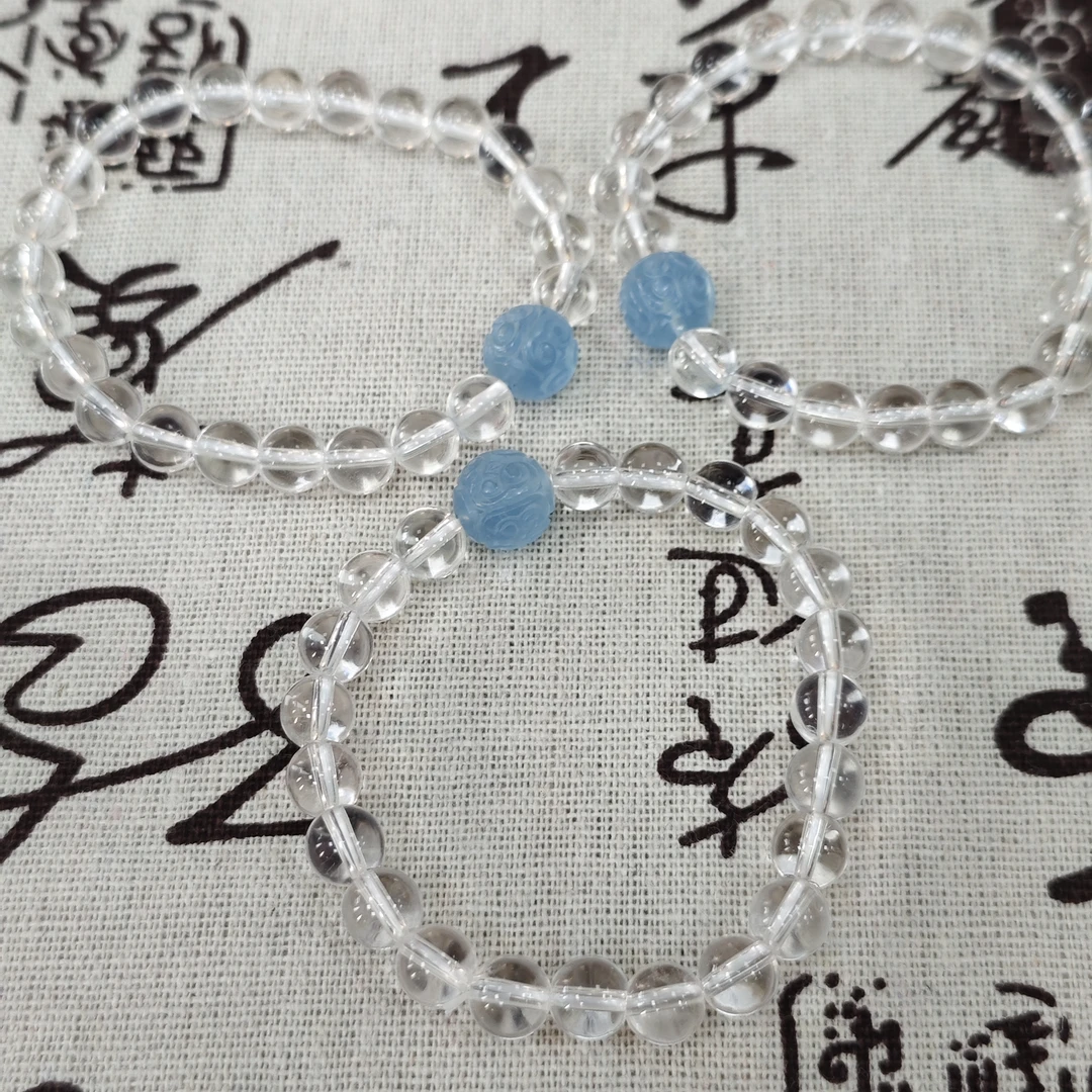 【书记甄选】天然原创白水晶单圈手链 多样式发一 约8mm AT4890