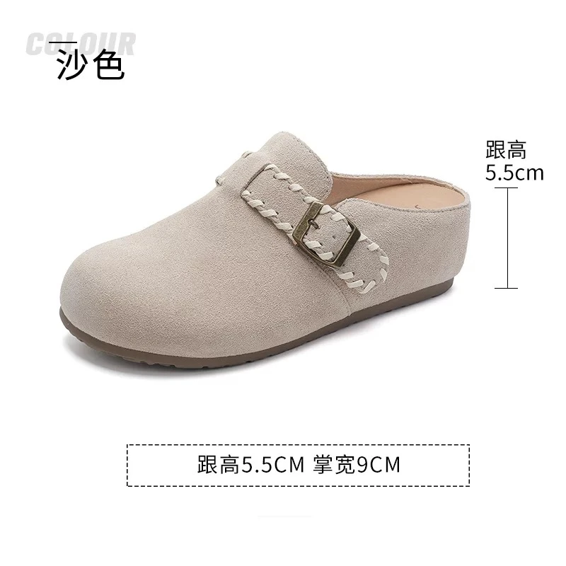 尼尼厚底勃肯鞋女2025秋季新款软底一脚蹬百搭包头半凉拖鞋