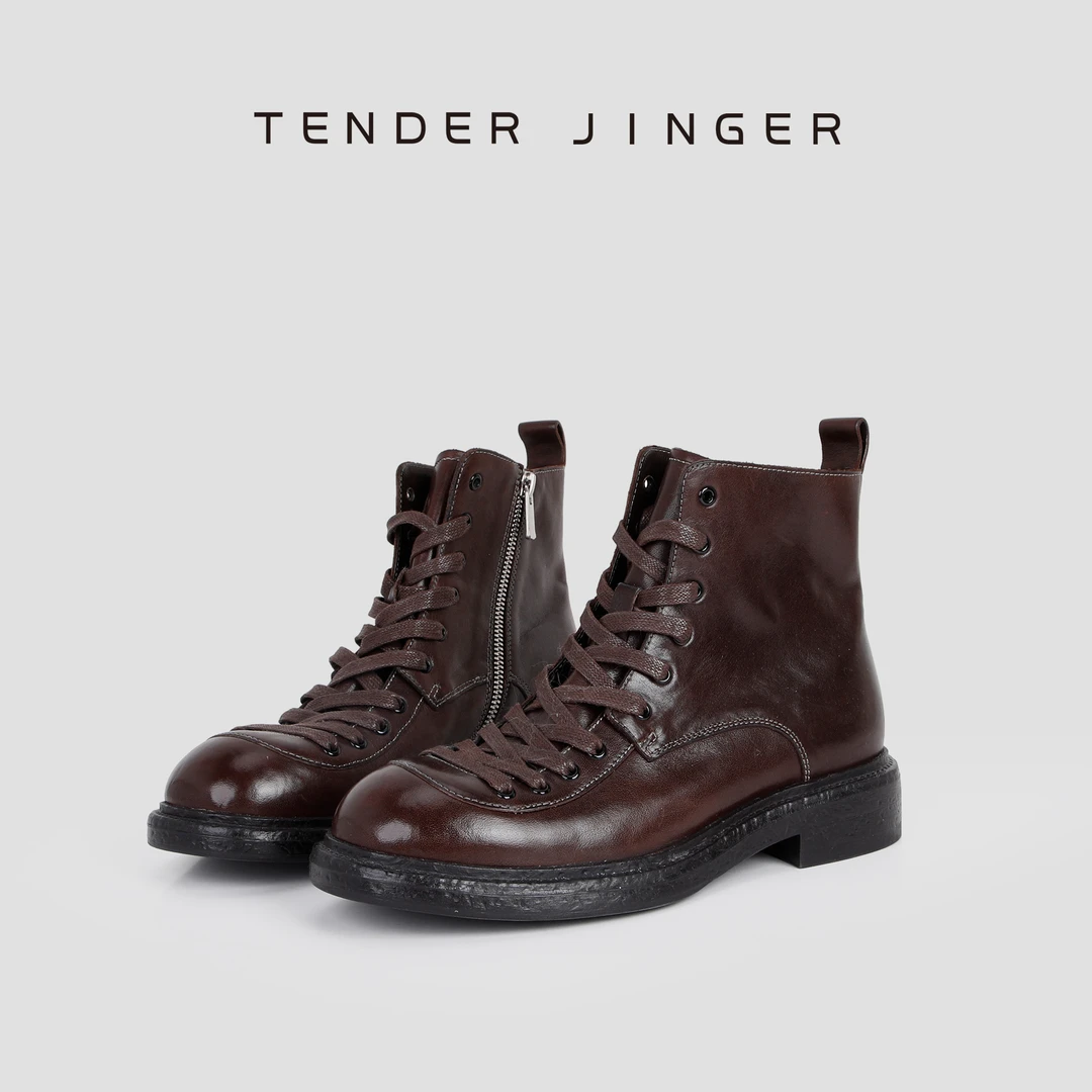 Tender Jinger复古水洗低跟绑带马丁靴M250814