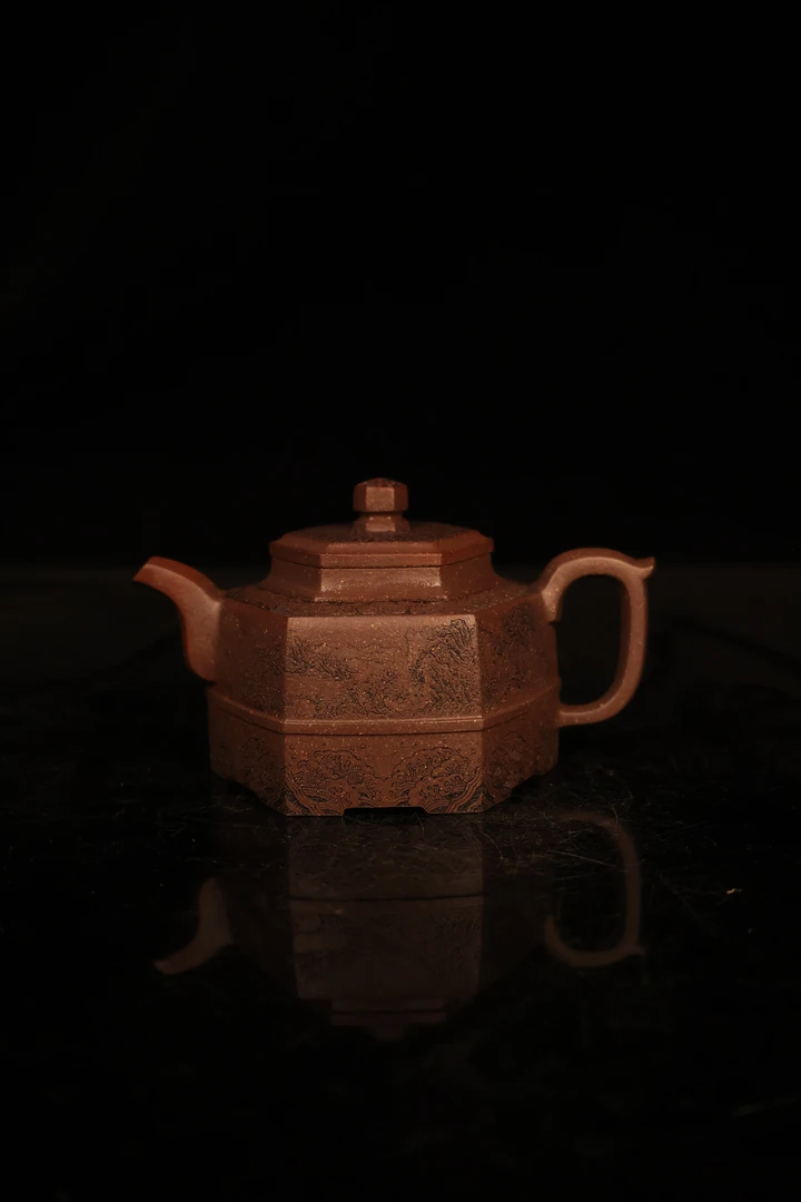 【颂】《千里江山》六方束腰大水潭梨皮天青全手工200c