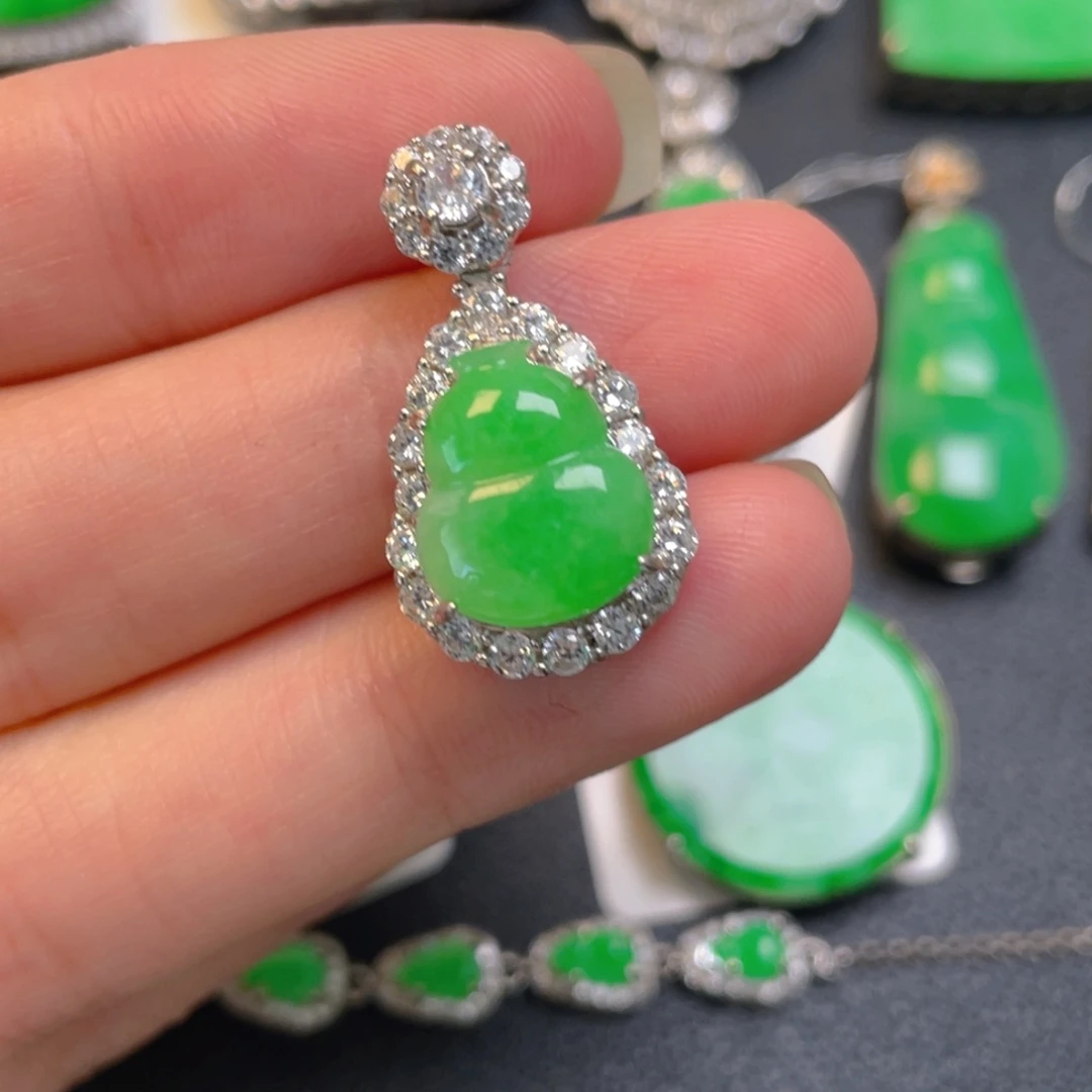 翡翠银S925镶嵌吊坠(不含链)