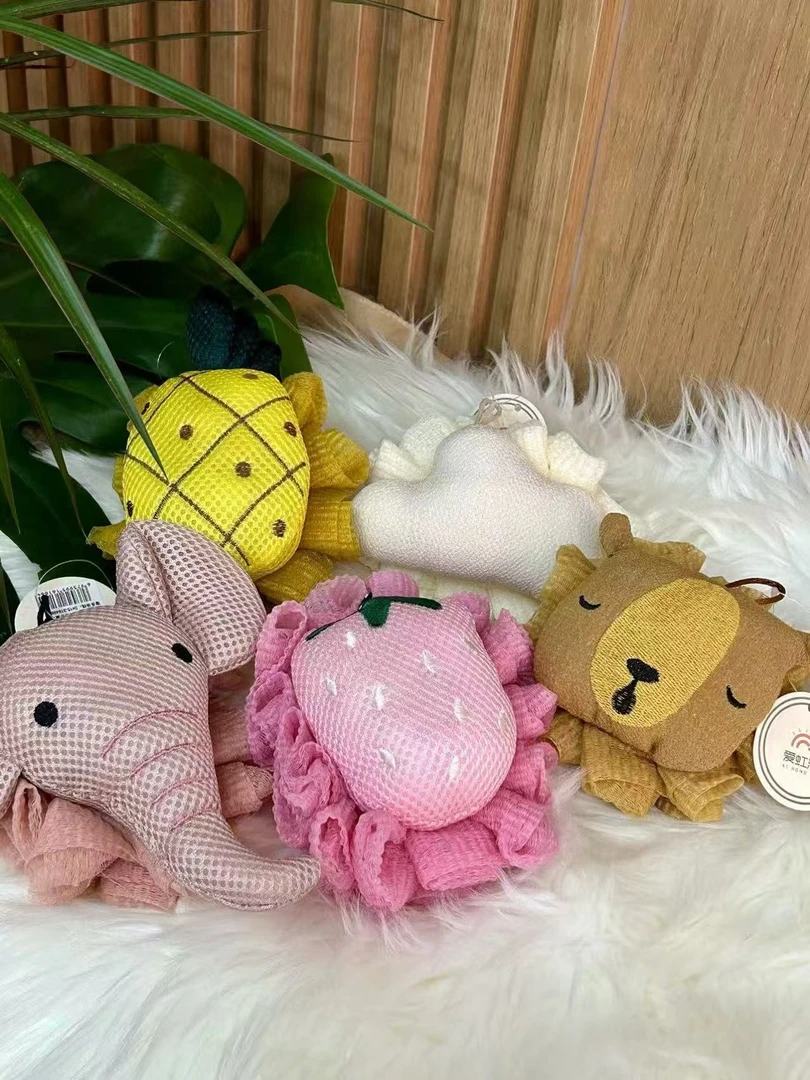 卡通双面起泡浴花 花色随机 两个一组