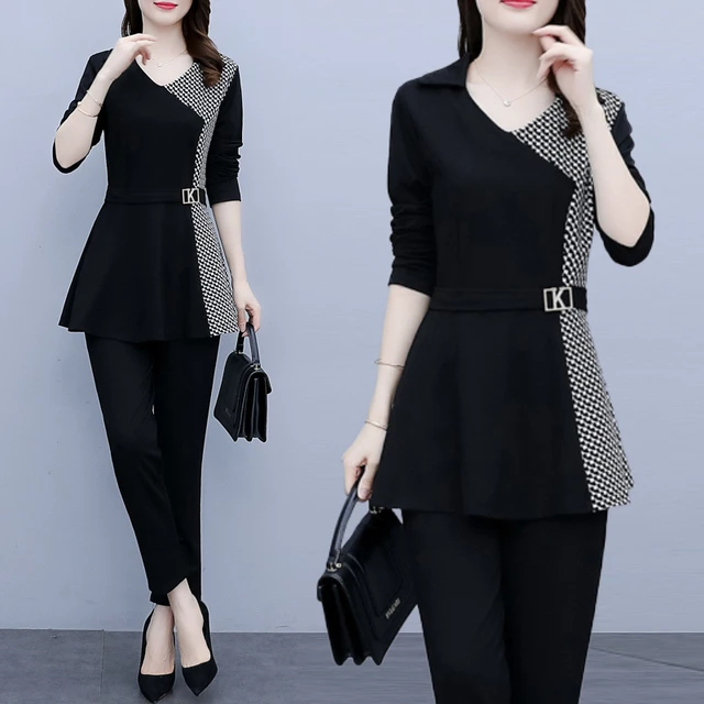 大码女装时尚套装上衣+裤子2025年春季新款时髦休闲两件套春装女