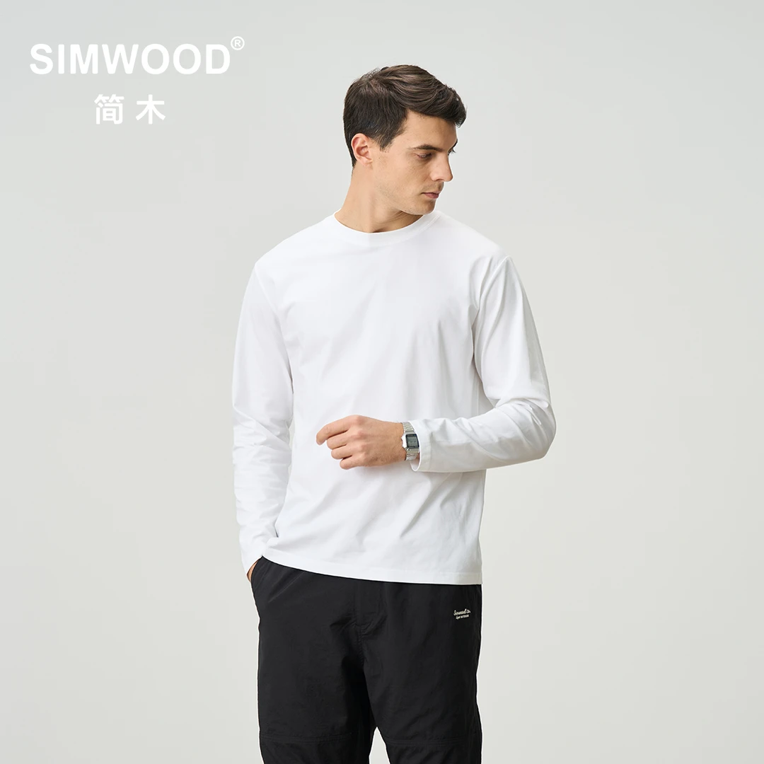 SIMWOOD/简木【合体版】240g sorona基础打底男士长袖T恤SN120459