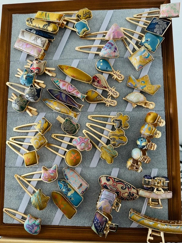 宋锦国风手工发夹网红可爱发卡复古古风彩色ins甜美