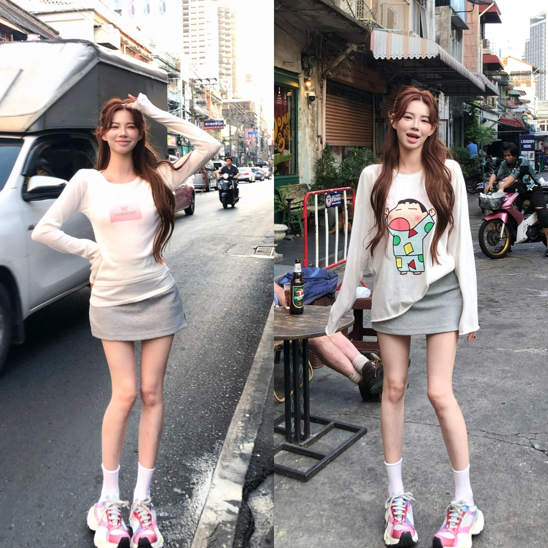 XIAOXIN【灰色裙裤】早春新款简约百搭修身A字裙裤LWJ25A1Q249