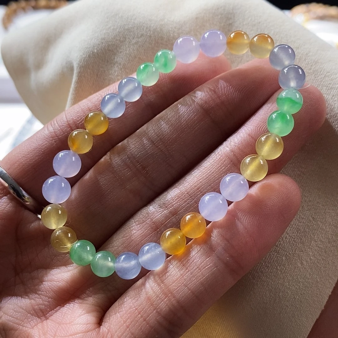 散珠翡翠高冰幻彩手串