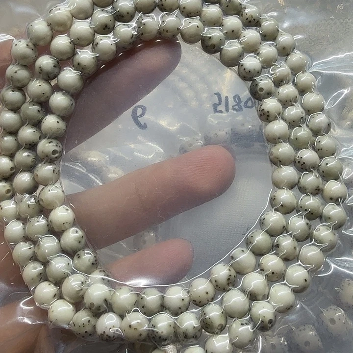 手串星月菩提石玉料绿包白龙蛋6圆带月