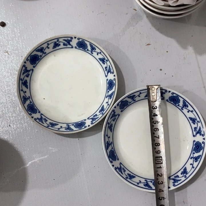 瓷片四厂青花翡翠瓷碟子一对