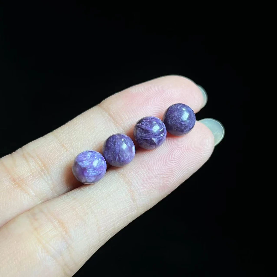 S925银镶紫龙晶圆珠耳钉多样性发一（尺寸：7mm）- BTH181