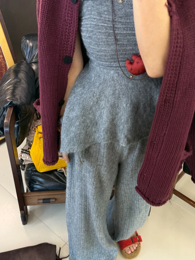 李豆儿定制毛线吊带两件套