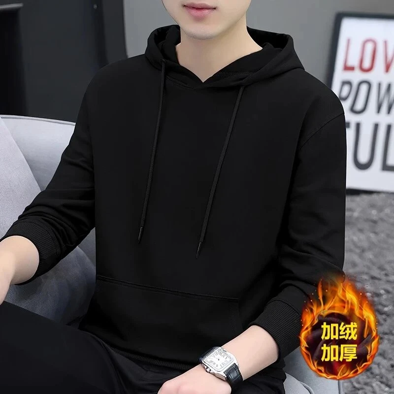 仓石一树420g重磅长袖t恤男士秋冬纯棉加绒加厚高端中山连帽卫衣