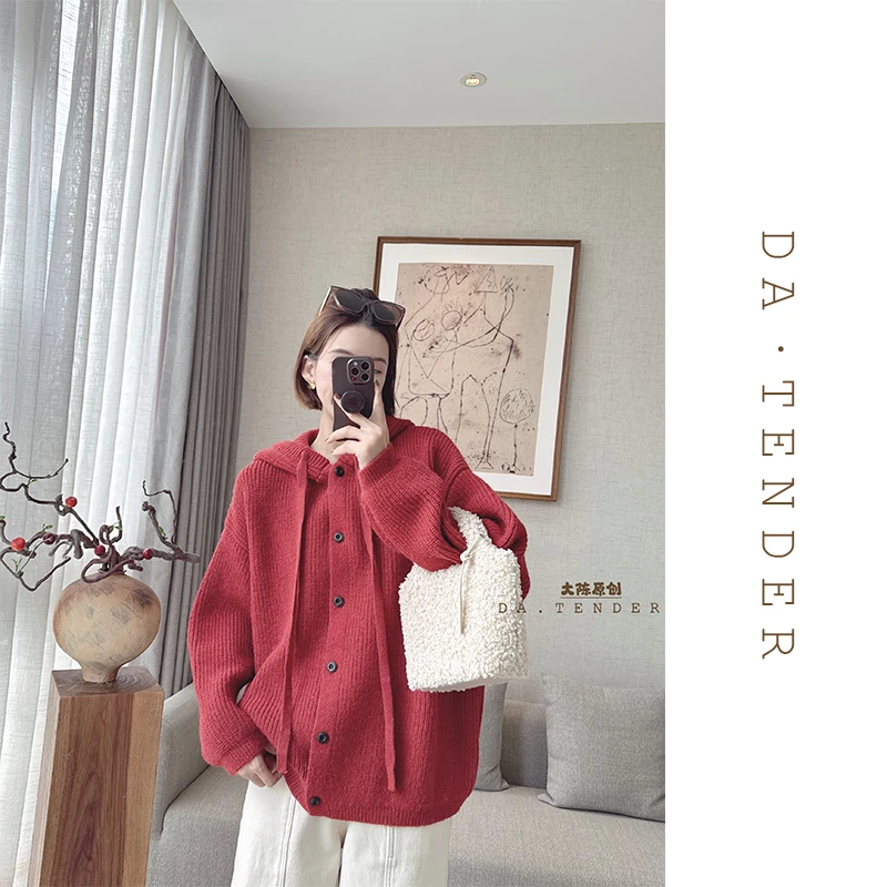 DA·Tender【浆果小红帽毛衣外套】本命年红节日氛围显白百搭含羊毛
