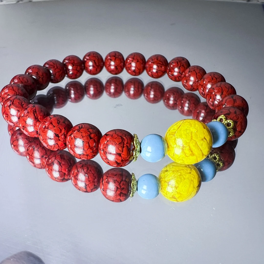 含辰砂工艺品卡8M晶体砂雄黄珠手串气质饰品礼物高含量细颗粒手串