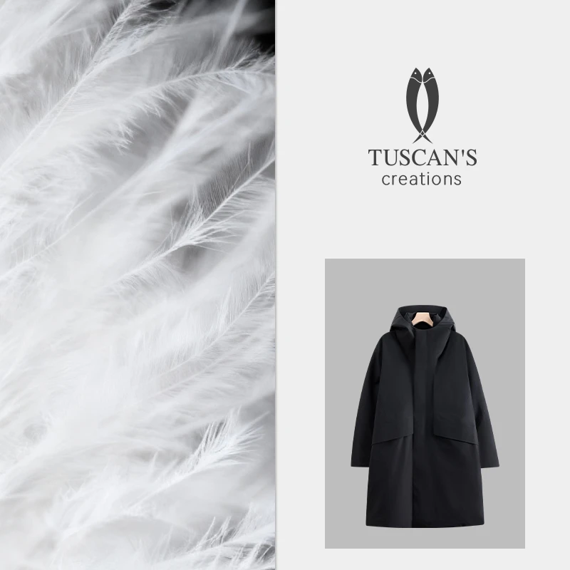 TUSCAN'S CREATIONS冬季男士连帽羽绒服简约长款羽绒服时代双鱼