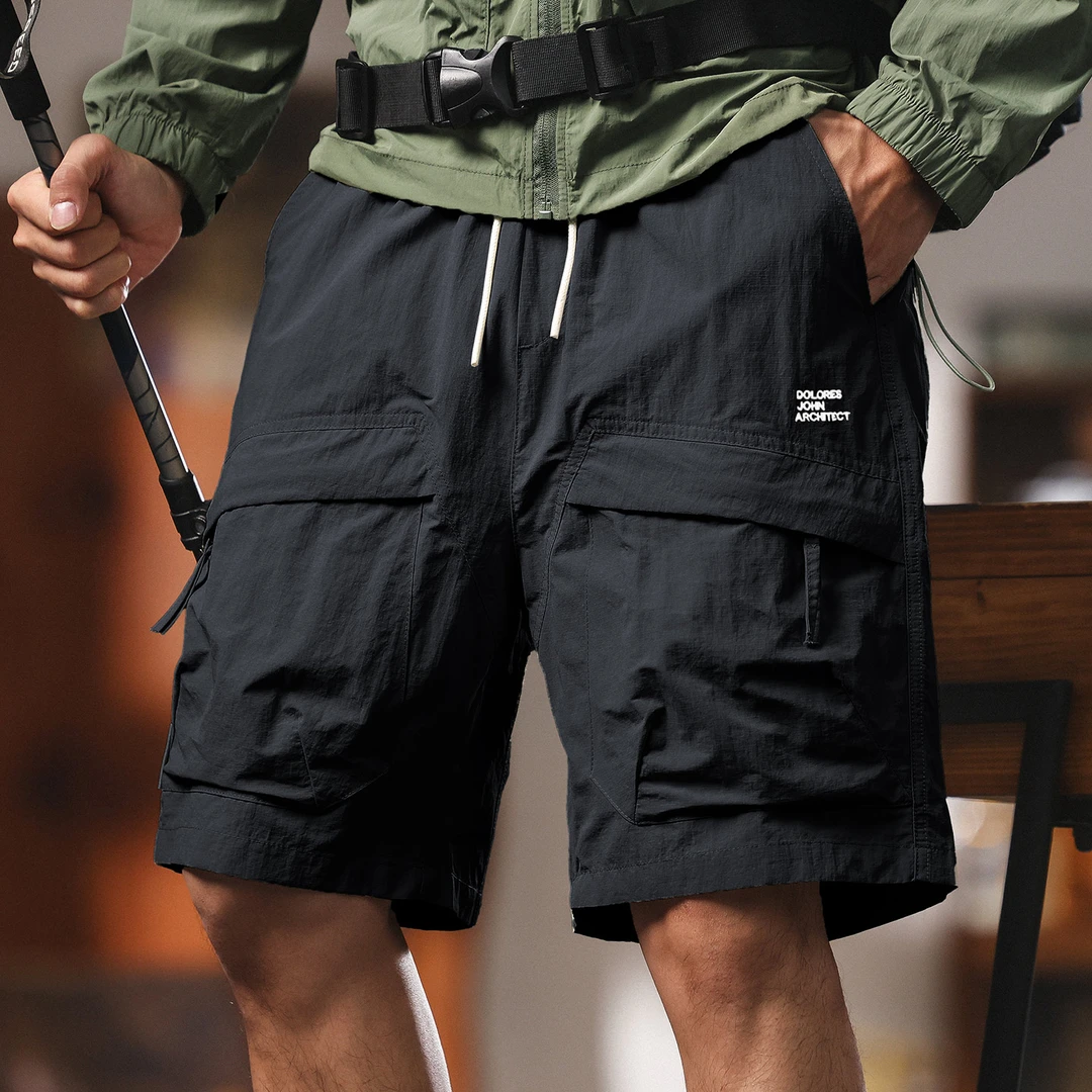 格蓝鹿美式复古户外运动工装短裤男2025夏季薄款冰丝休闲五分裤子