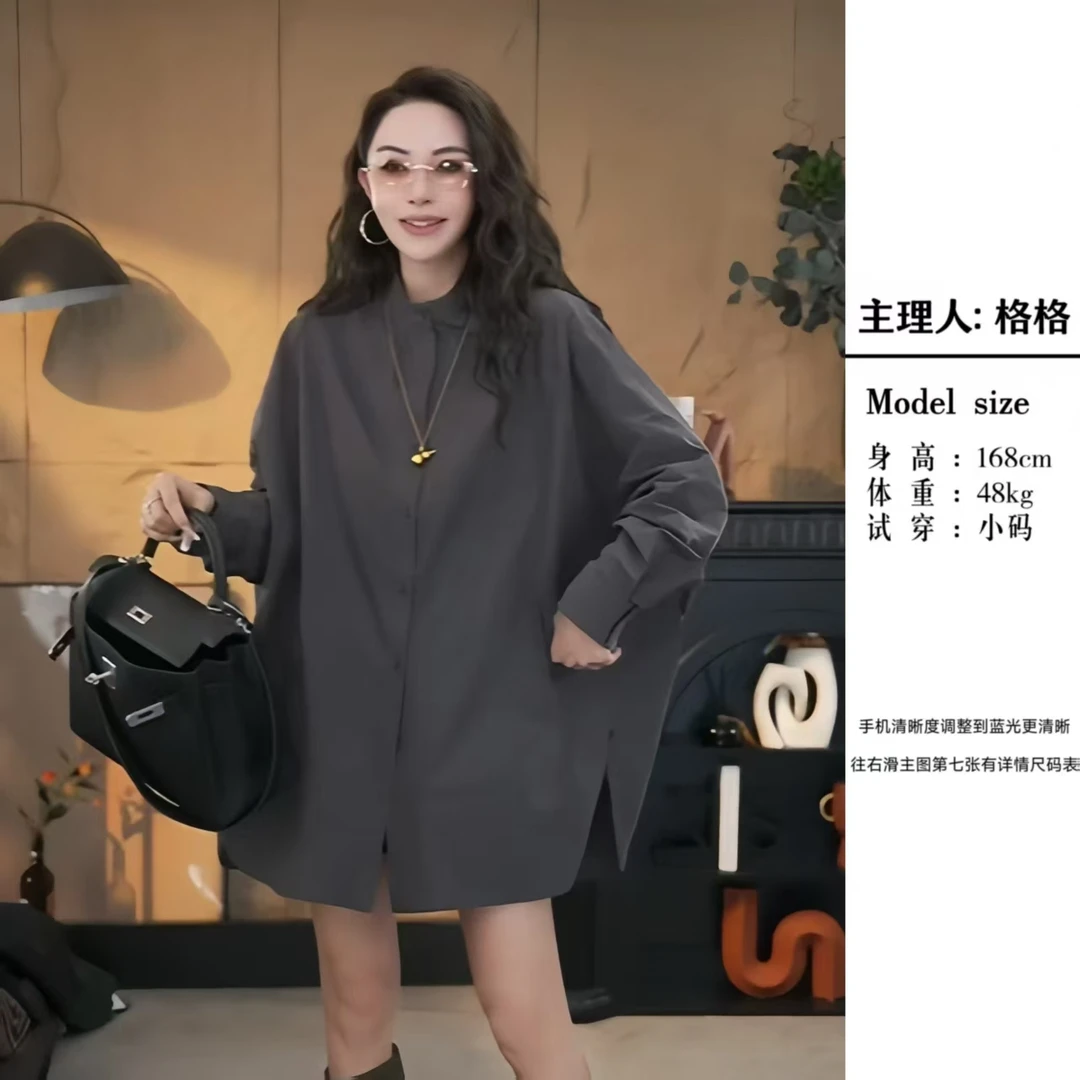 【格小姐】9726-10春上新立领长袖衬衫小众百搭显瘦衬衫女