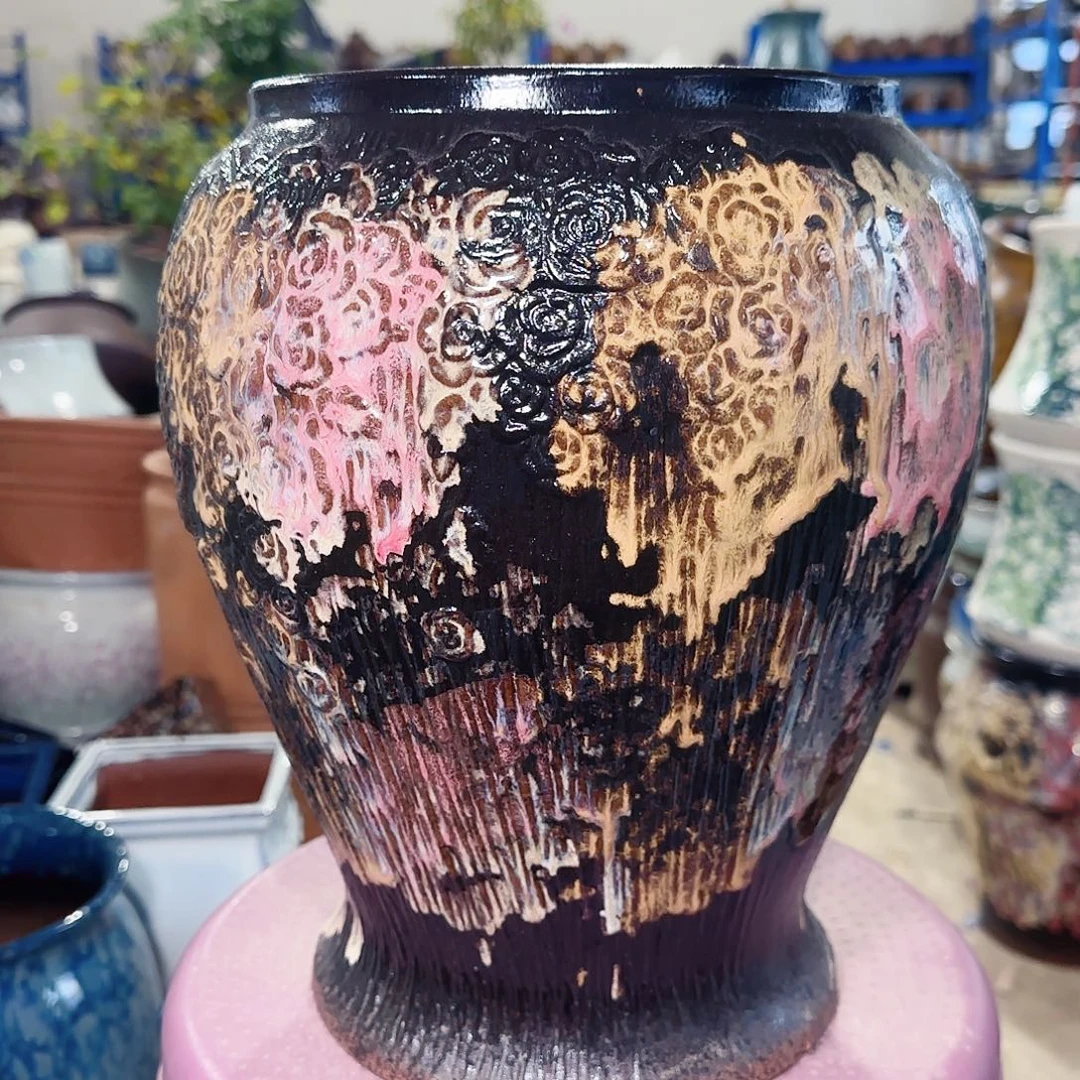 紫砂花盆高28口19……