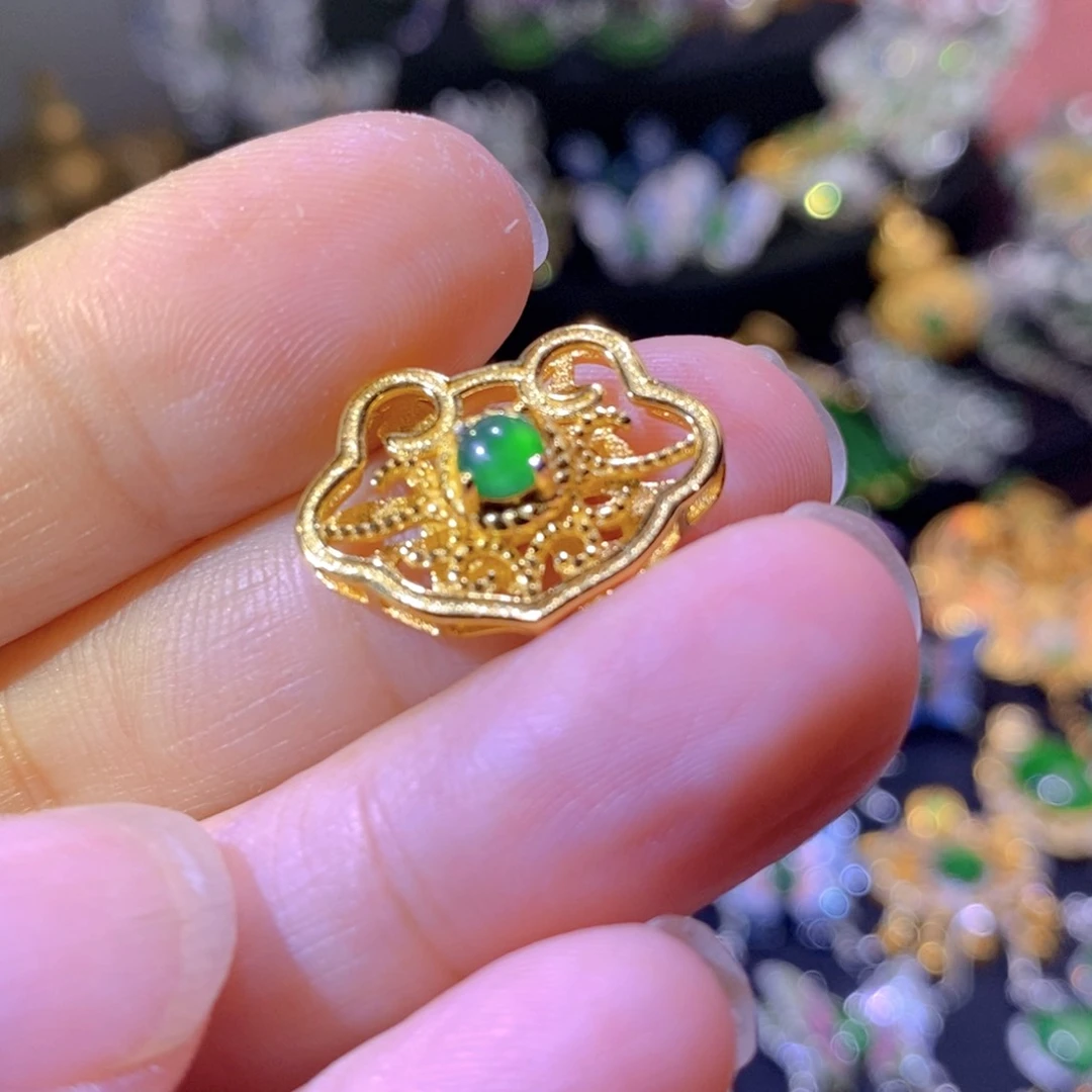 翡翠银S925镶嵌颈饰天然翡翠