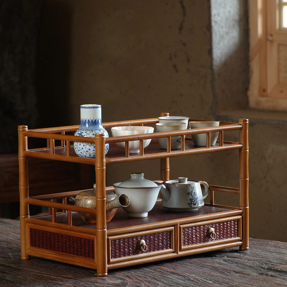 （诚斋）竹编茶台/东方竹筠/原创非遗/手工竹编楠竹/茶道配件茶周边