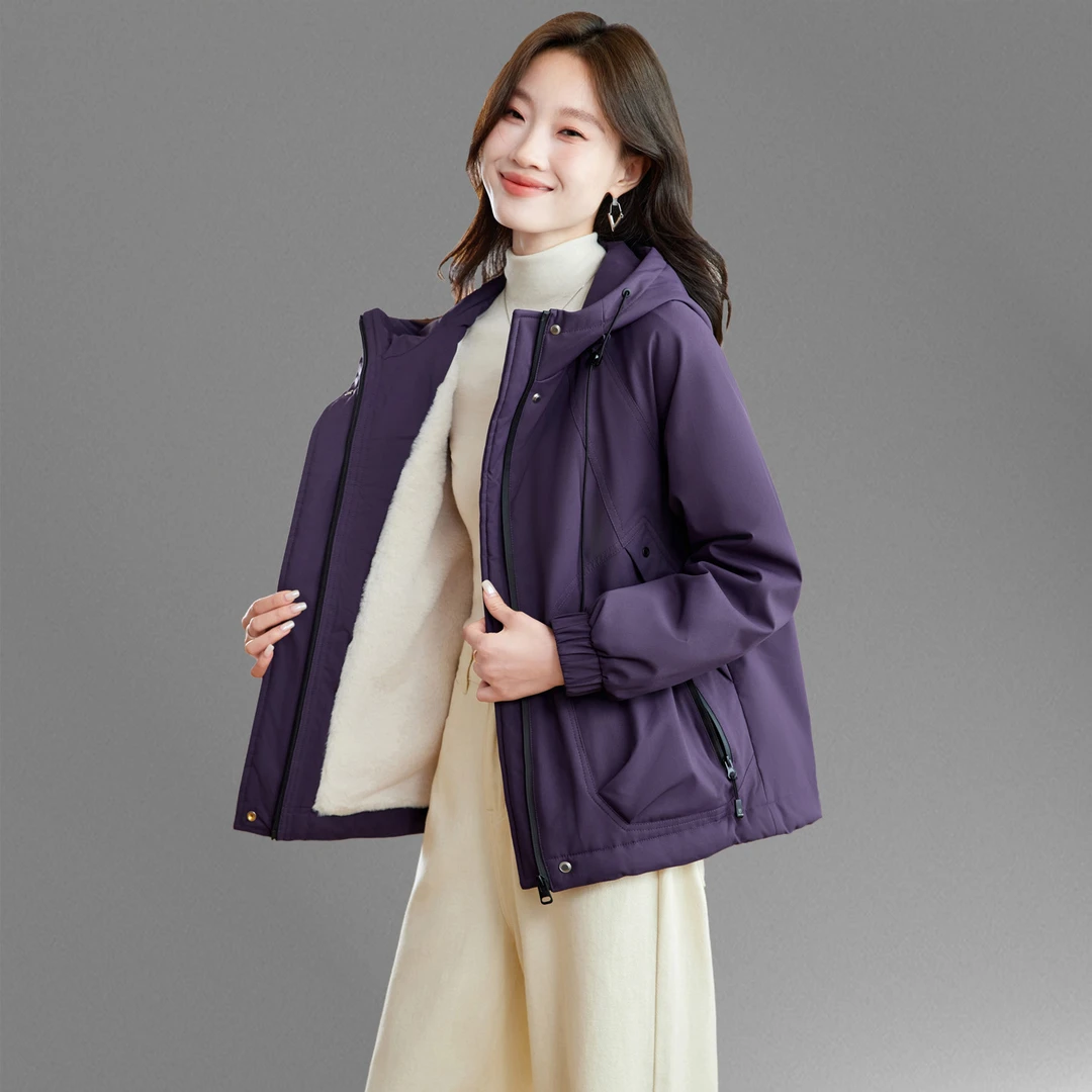 加绒加厚派克服棉衣女2025冬季新宽松休闲短款小个子棉衣保暖外套