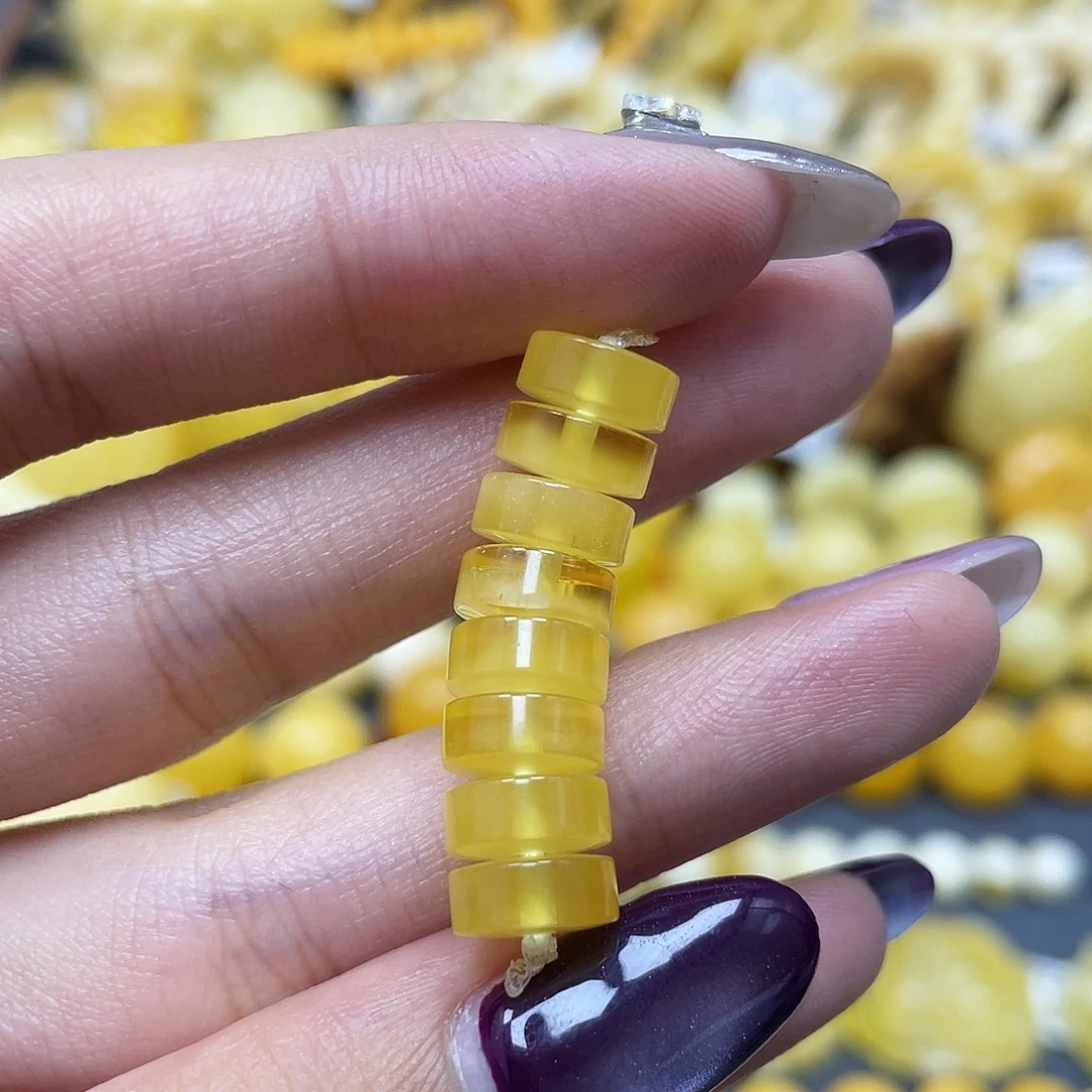 琥珀未镶嵌裸石8.5mm直切蜜蜡隔片 福利款