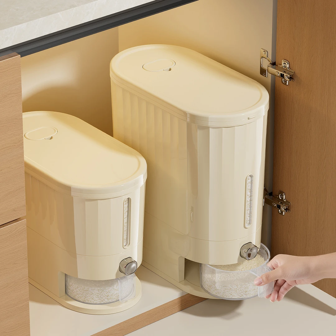 橱明星条纹按压米桶多功能带盖收纳家用防虫防潮五谷杂粮储米箱