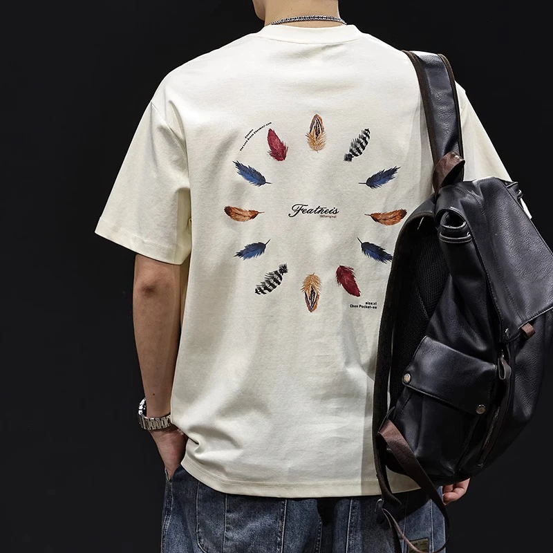 潮龛潮牌印花短袖t恤男士宽松夏季2025新款衣服高端百搭男装体恤