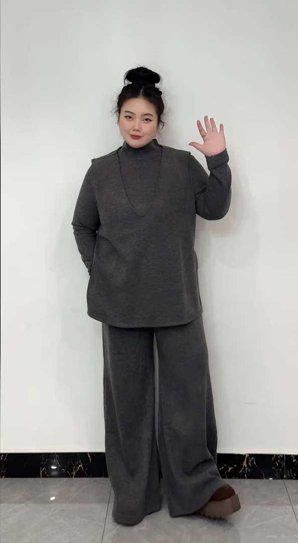 2025百搭微胖韩系设计感时尚高级气质内搭+马甲+裤子套装5228