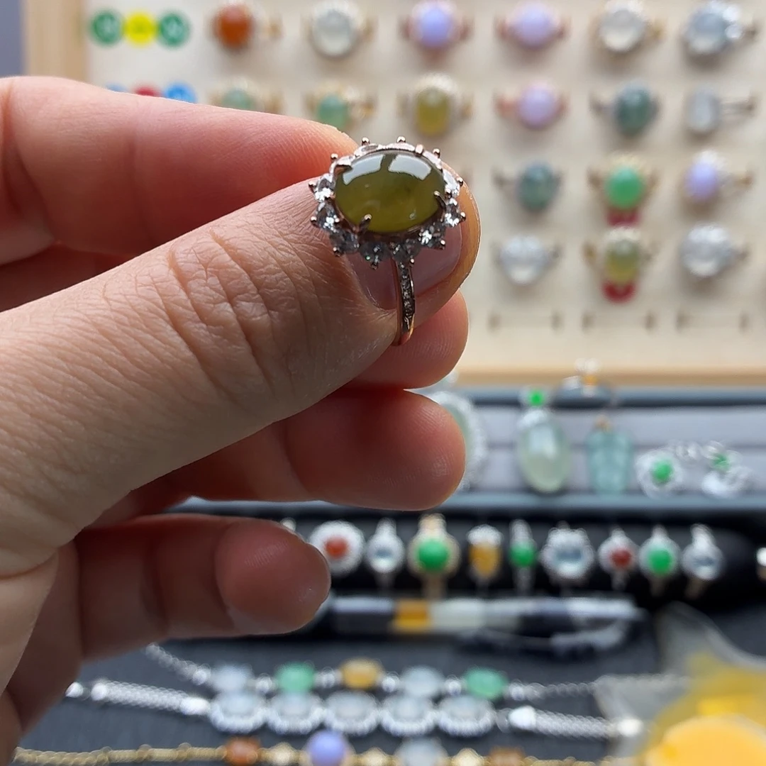翡翠银S925镶嵌戒指