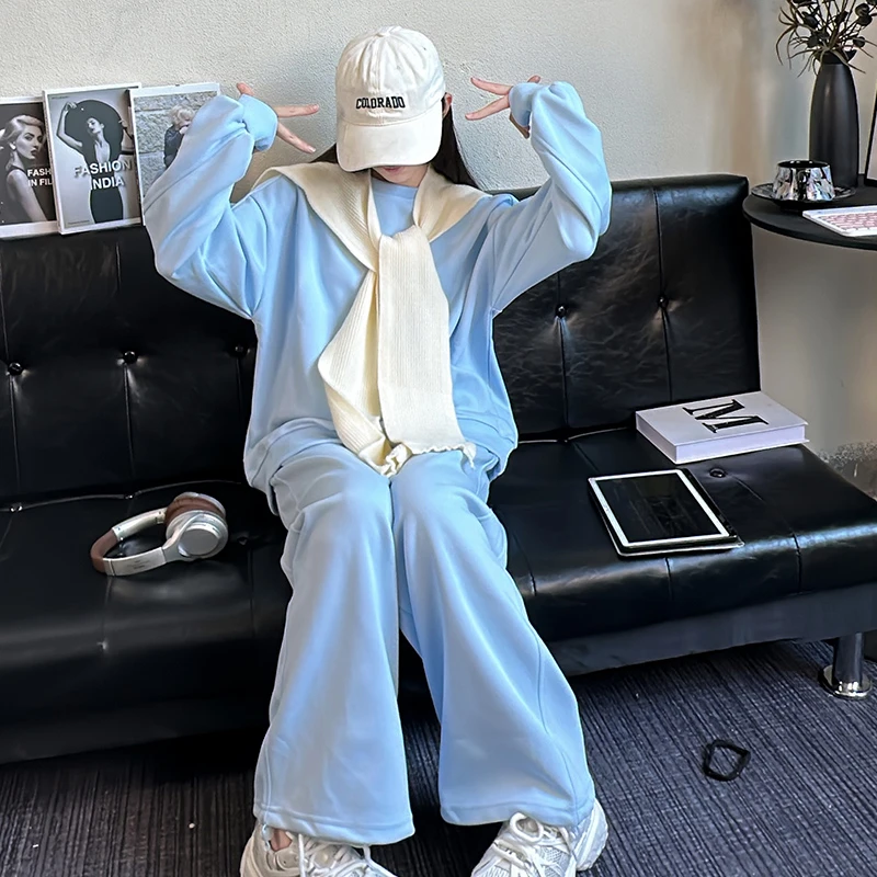 女童秋款宽松卫衣初中生开学季休闲穿搭女孩韩版直筒运动裤子套装