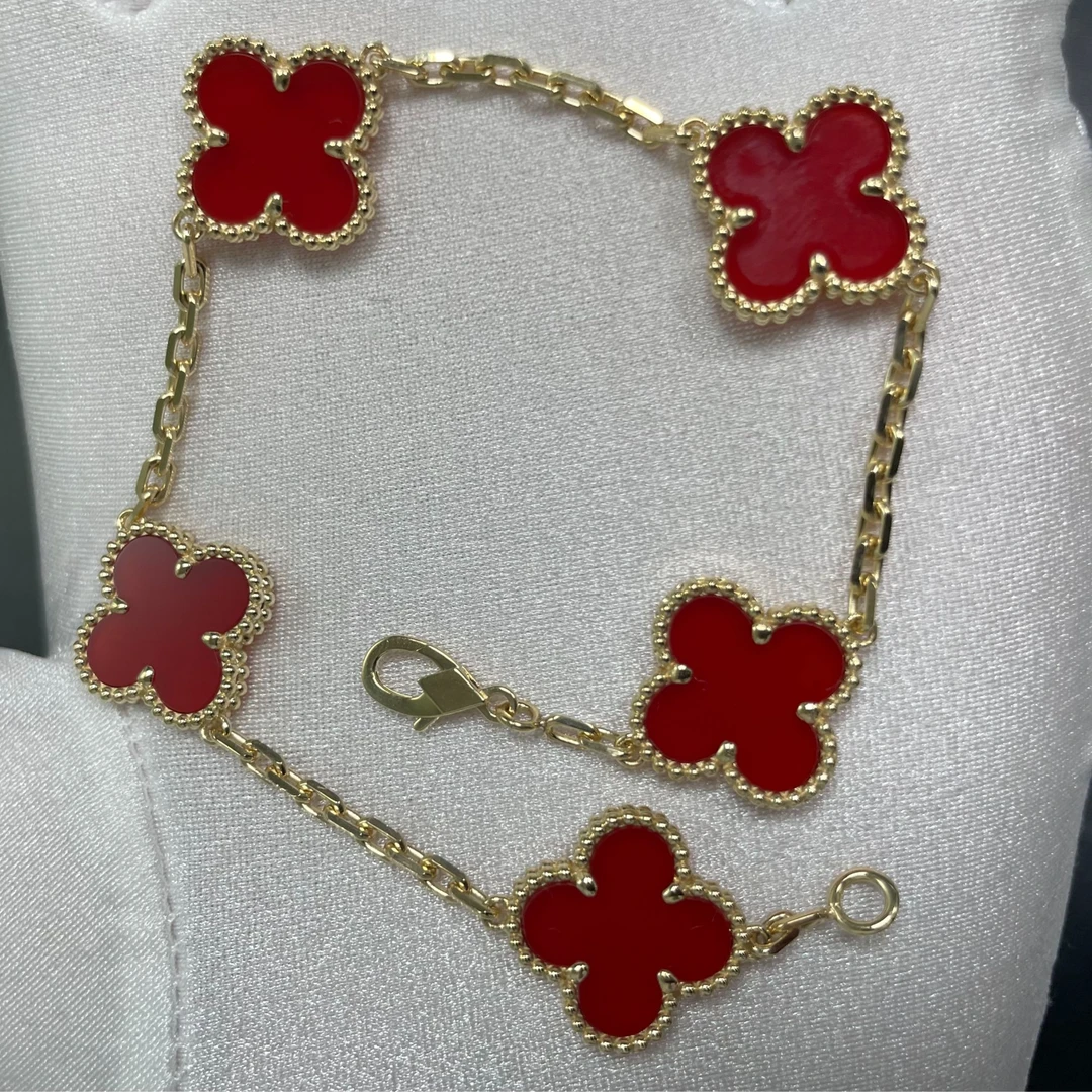 18k金五花红玛瑙手链    多样性发一件