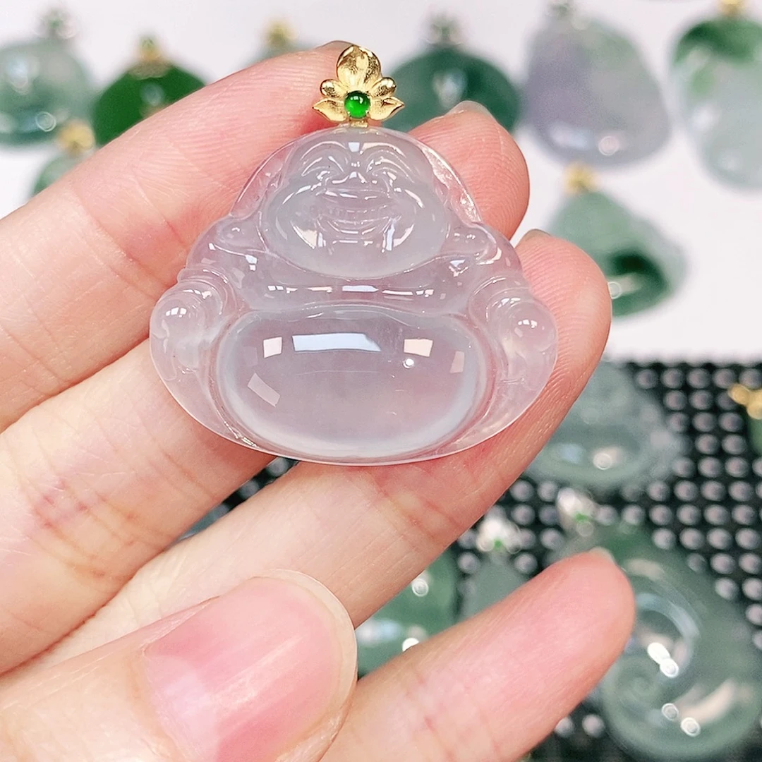 吊坠(不含链)18K金镶嵌翡翠