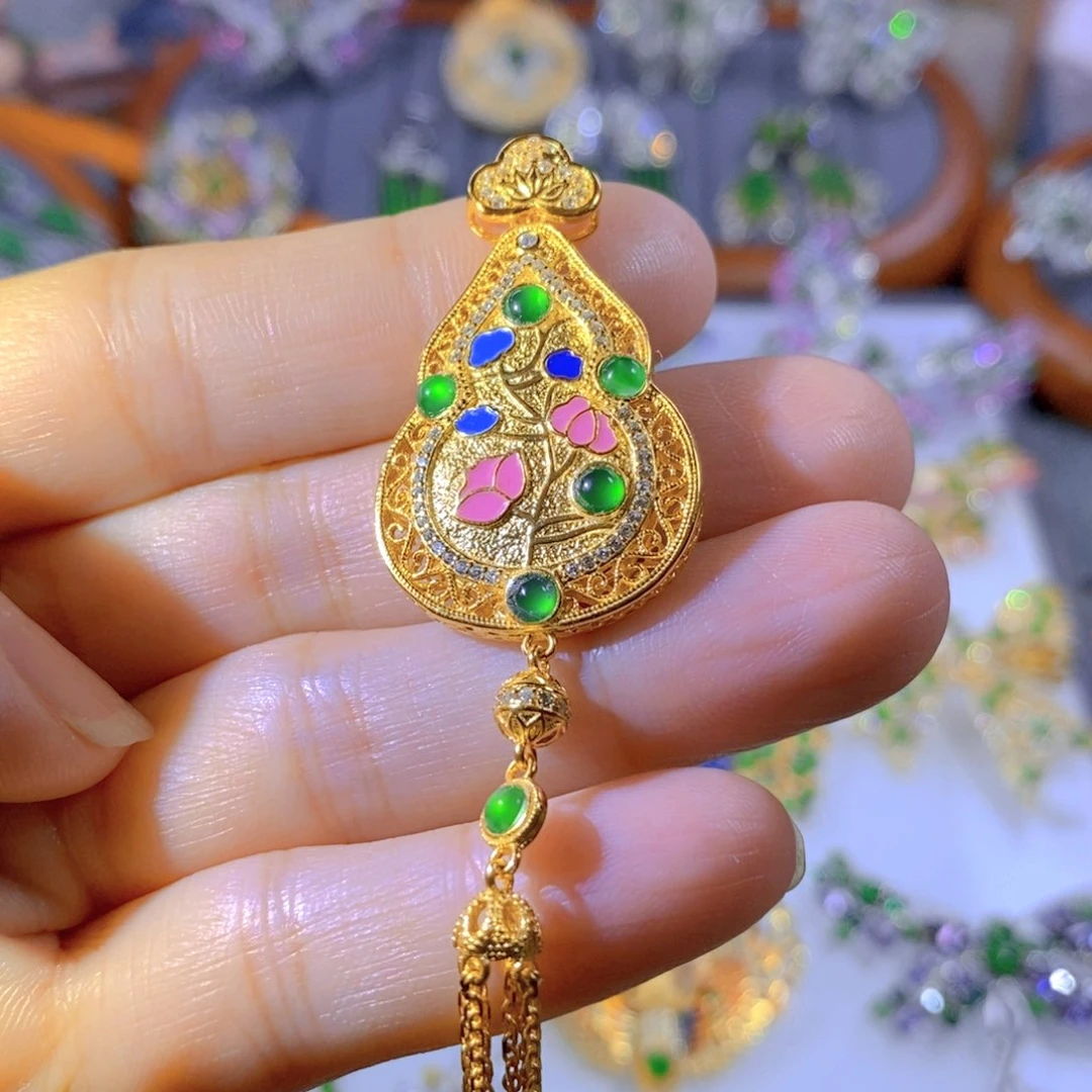 颈饰银S925镶嵌翡翠