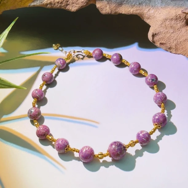 【圣芭黎】18k天然舒俱来手链圆珠桃红樱花手链8多样性发一DD2078