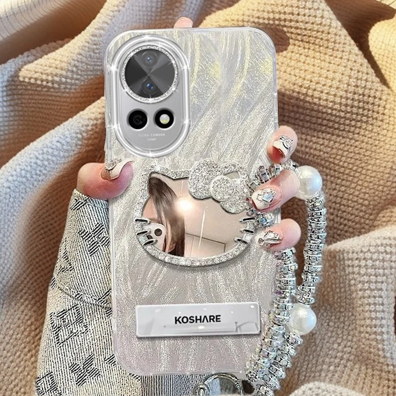 自带镜头膜华为Nova12手机壳Nova12Pro镶钻kt猫镜子Nova12Ultra软