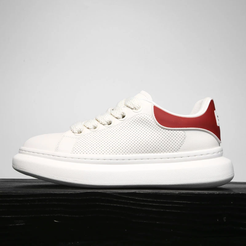 68077-夏季舒适打孔真皮百搭透气时尚小白鞋潮鞋男鞋休闲鞋