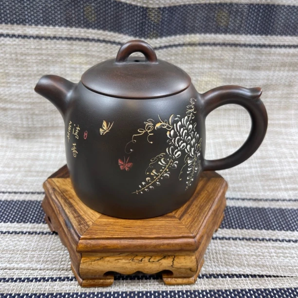 广西钦州（坭兴陶茶壶）全手工制作雕刻 容量220cc左右
