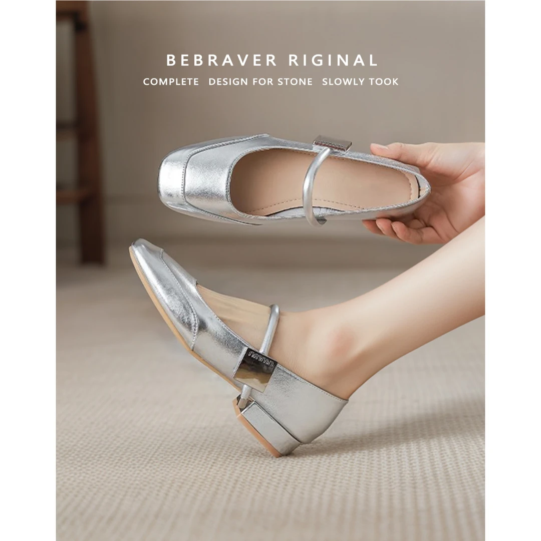 晚风温柔低跟单鞋女粗跟方头高跟鞋软皮不磨脚配裙子玛丽珍鞋