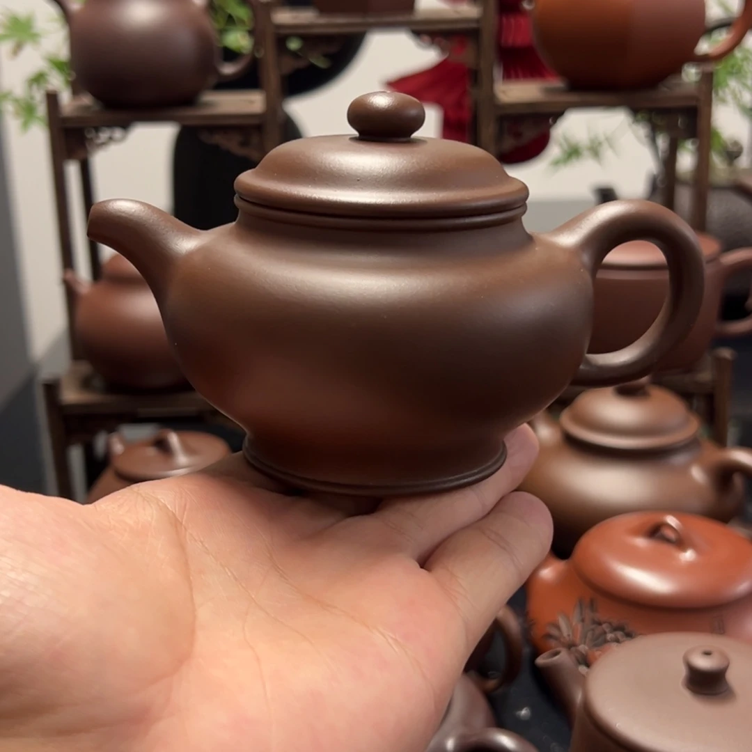 茶壶紫砂精工半手老紫泥多只200cc