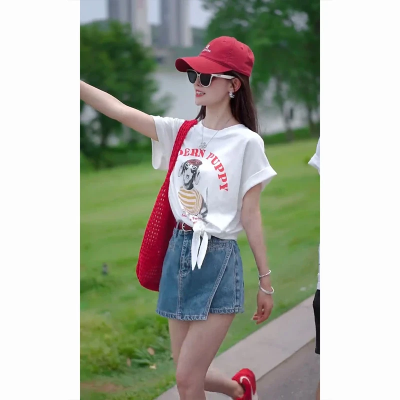 今年流行一整套2025年新款韩系减龄百搭设计感短袖t恤