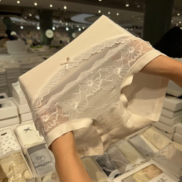 3条装 90-130斤 中腰莫代尔蕾丝性感亲肤三角女士内裤短裤 芙洛拉