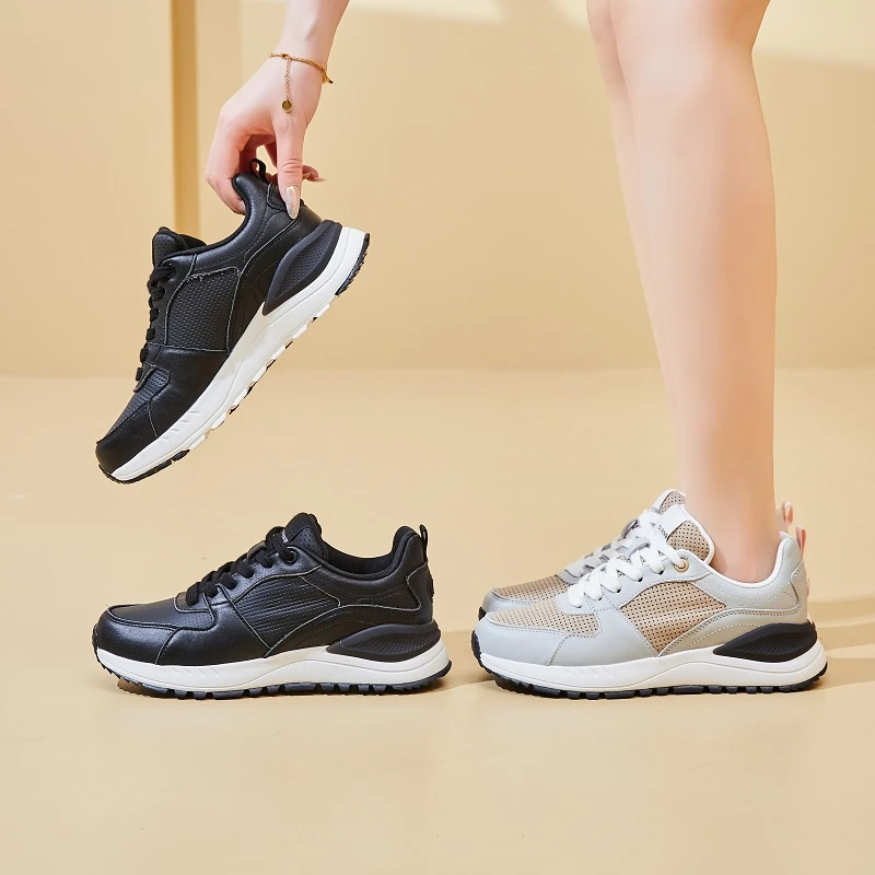 L元气女孩百搭拼色舒适透气女款系带时尚休闲鞋0930922