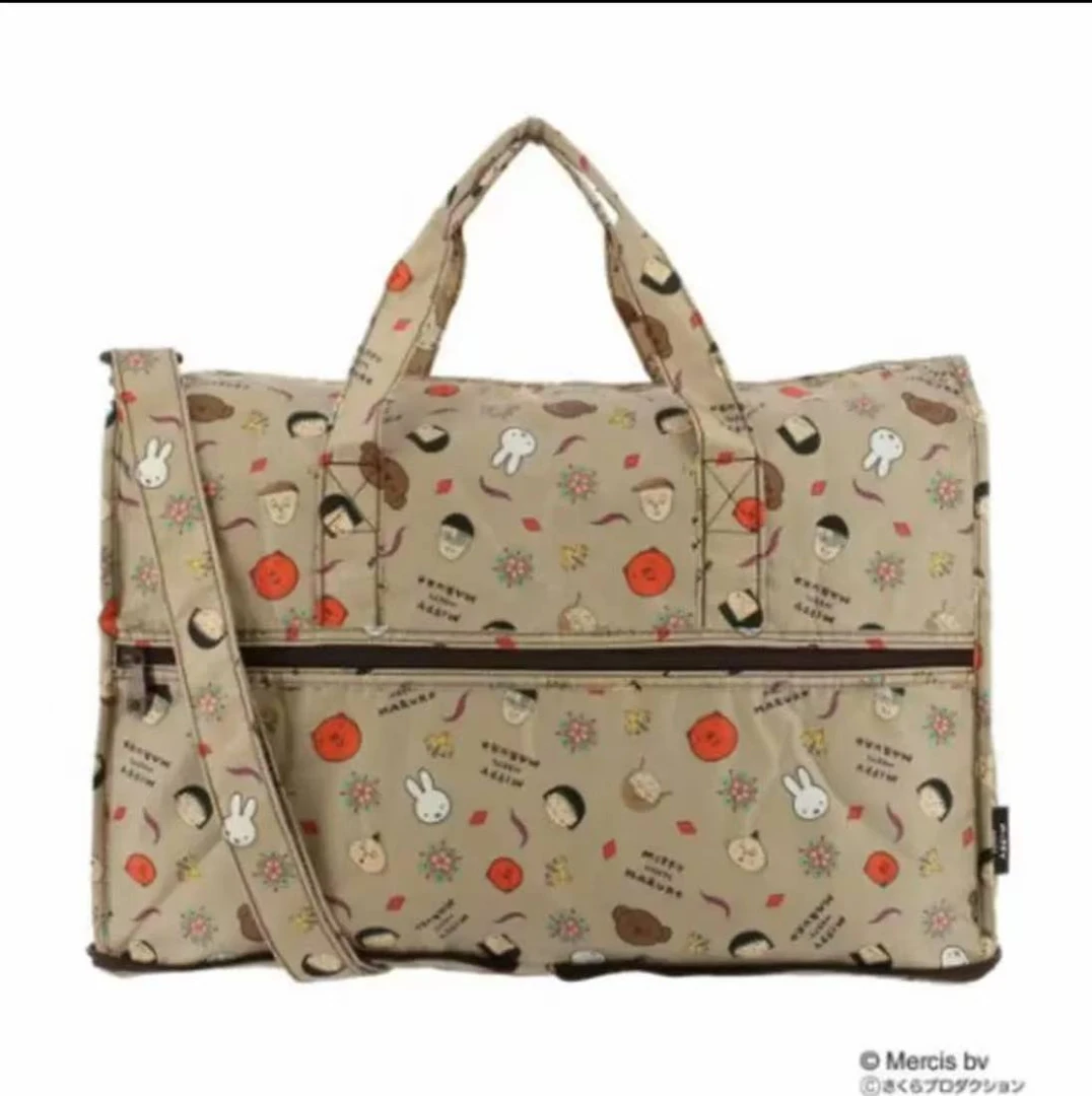 A35 日本新款樱桃小丸子单肩手提包行李包可折叠可插行李箱卡其色