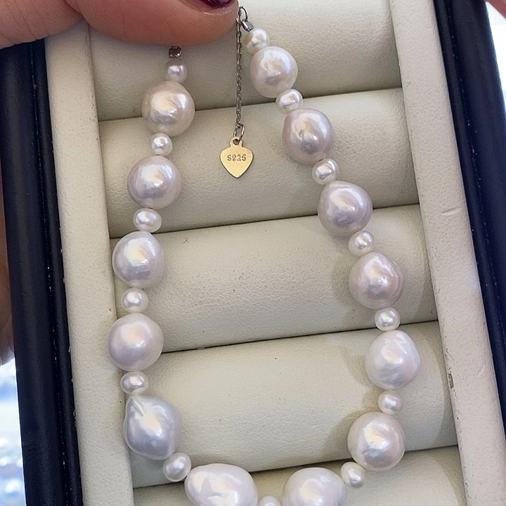 淡水珍珠项链银S925镶嵌手链4/9