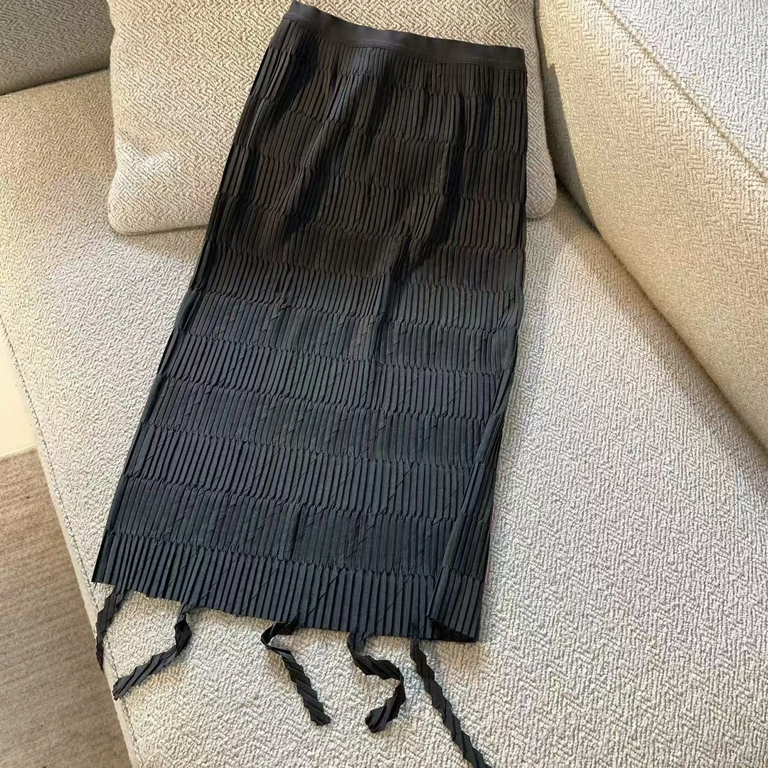 【菲儿推荐】时尚半身裙百褶裙女款秋季条纹裙新款直筒裙A字裙子