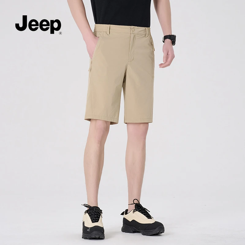 吉普（JEEP）男夏季直筒宽松休闲五分裤子男士薄款中裤